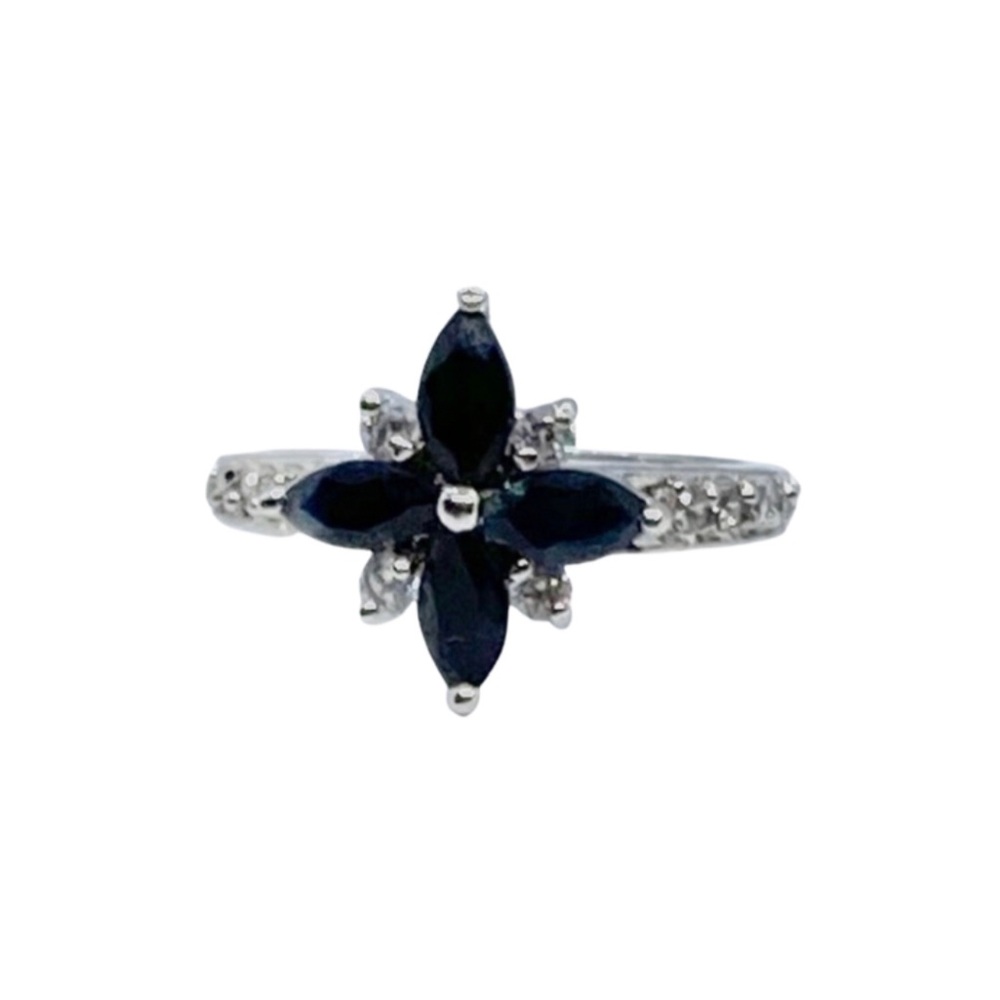 🆕 Deep Blue Sapphire & CZ Ring